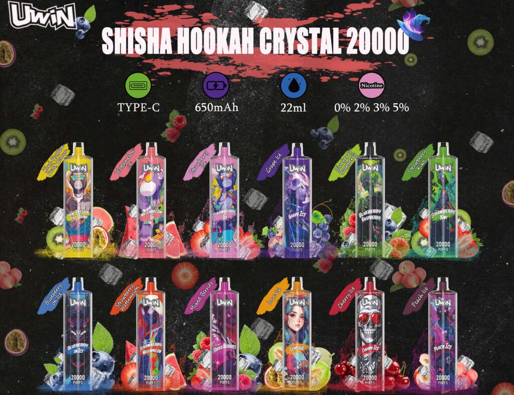 Uwin Shisha Hookah Crystal 20000 Puffs Vape - אפרסק קרח: חווית ואפינג מרעננת וחדשנית בשוק הישראלי של 2025